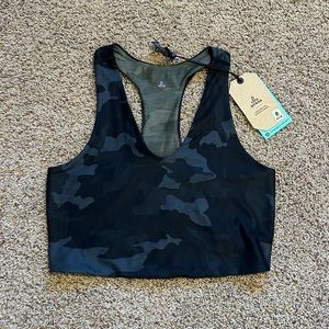 Prana Momento Crop Top, Size Medium, Black Camo